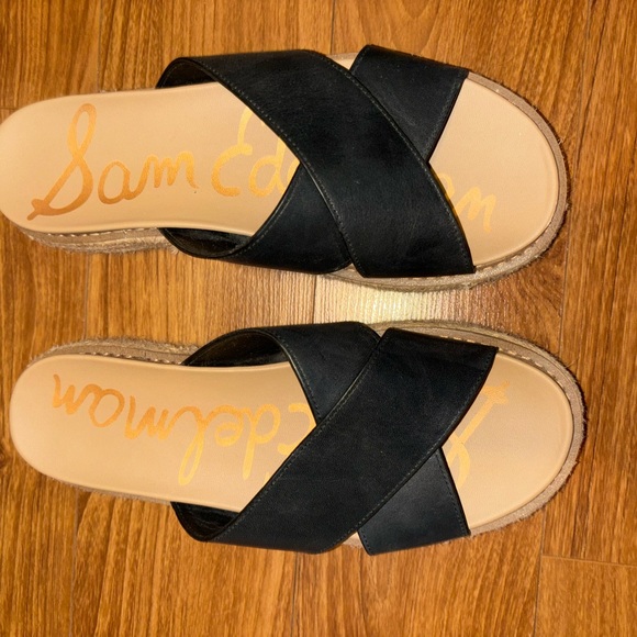 SAME EDELMAN - Black leather flatform sandal espadrille - Picture 4 of 4